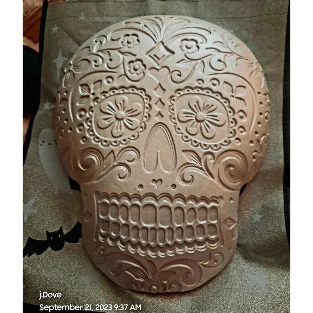 NWT Sugar Skull Calavera Turkish GLASS Plate Serving Platter 12